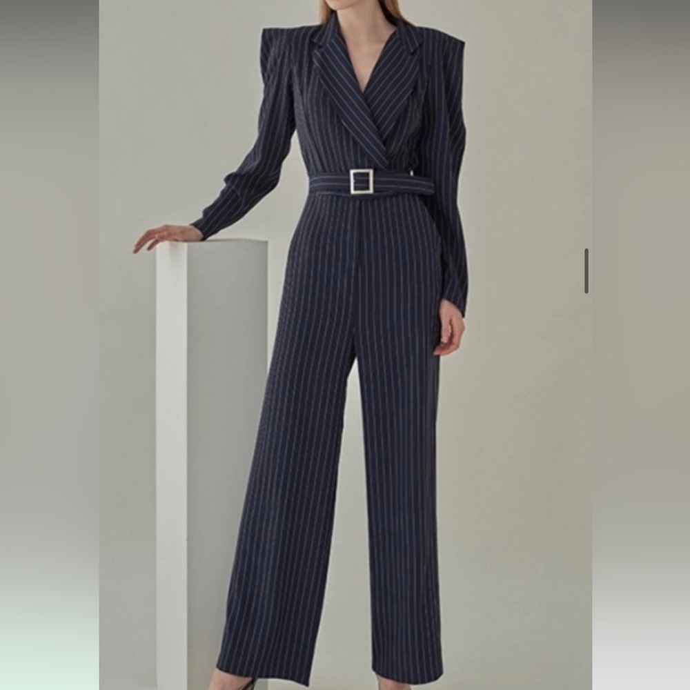 Korean blazer suit jumpsuit belted